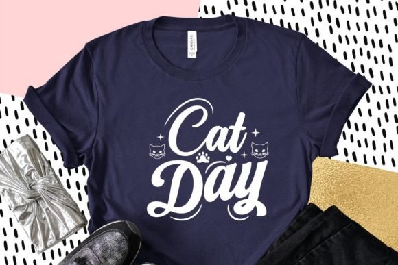 Cat Day Typography Designs for Embroidery