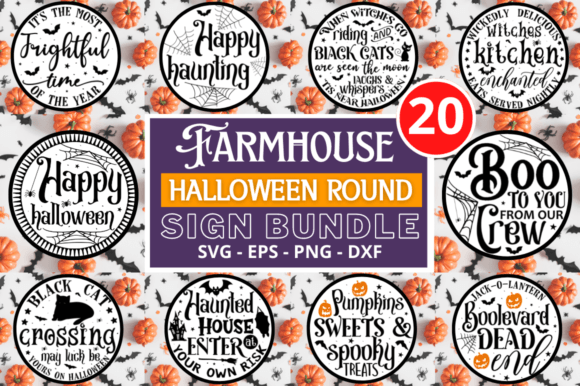 Farmhouse Halloween Round Sign SVG Bundle Review