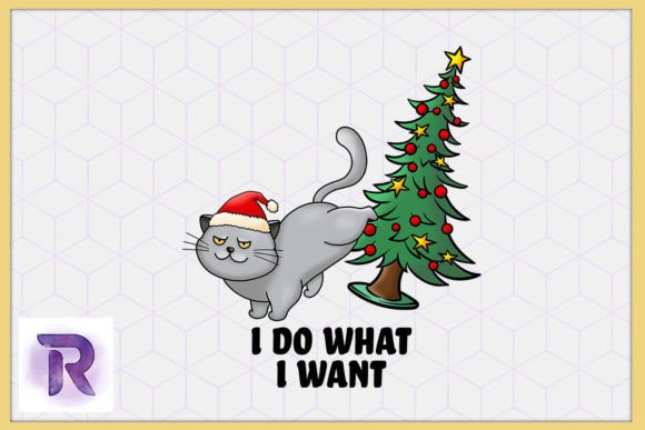 I Do What I Want Cat Christmas Tree Embroidery